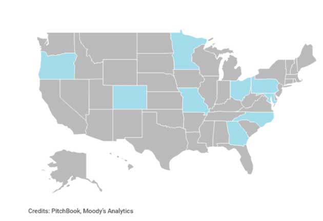 top rising cities country map